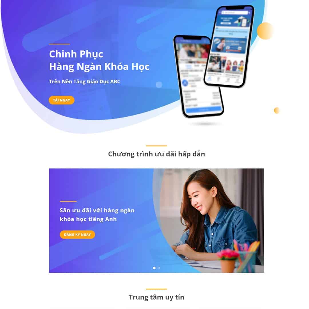 Mẫu Website Landing Page Giới Thiệu Ứng Dụng Giáo Dục - Cài Đặt Sẵn