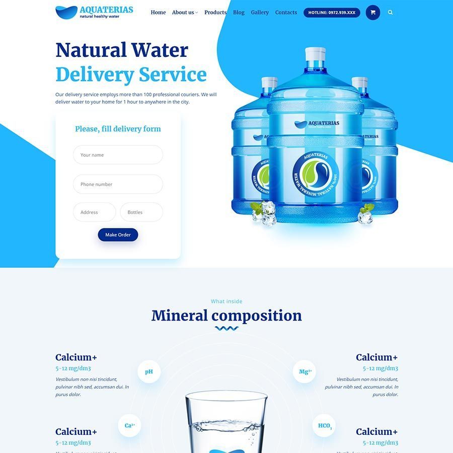 Mẫu Website Công Ty Nước Tinh Khiết Đóng Chai - Cài Đặt Sẵn