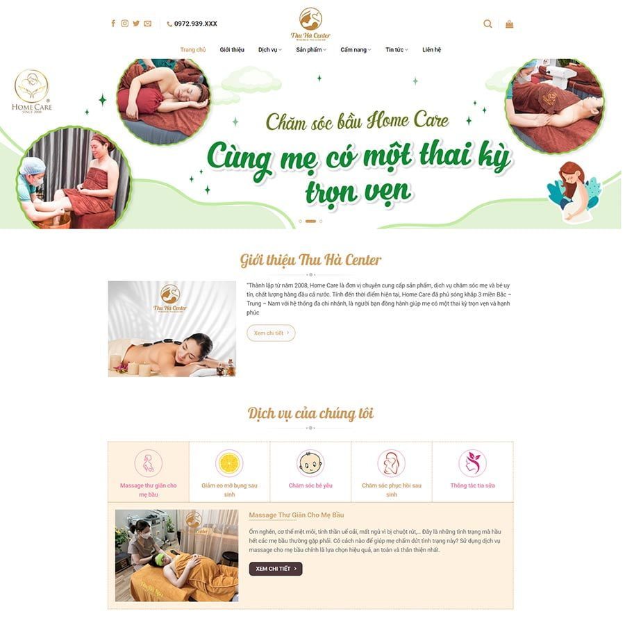 Mẫu Website Dịch Vụ Chăm Sóc Mẹ Và Bé - Cài Đặt Sẵn