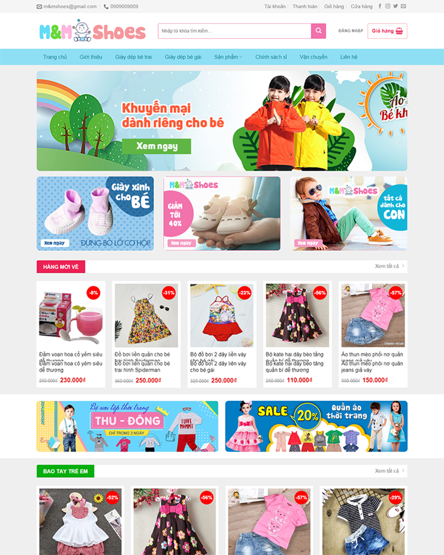 Mẫu Website Bán Thời Trang Trẻ Em - Shop Online - Cài Đặt Sẵn