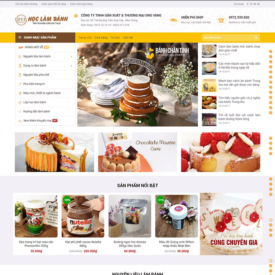 Mẫu Website Bán Bánh Ngọt - Tiệm Bánh - Shop Online - Cài Đặt Sẵn