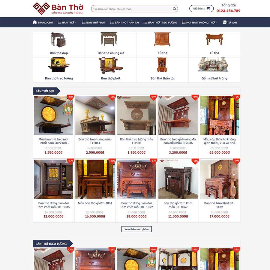 Mẫu Website Bán Bàn Thờ - Đồ Thờ Cúng - Shop Online - Cài Đặt Sẵn