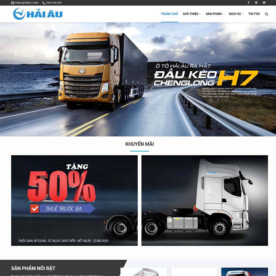 Mẫu Website Bán Xe Tải 03 - Showroom Xe - Cài Đặt Sẵn
