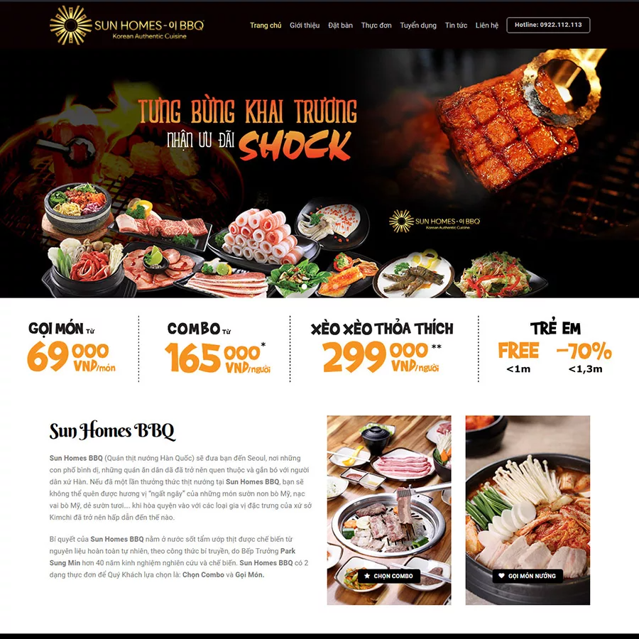 Mẫu Website Nhà Hàng BBQ - Ẩm Thực - Cài Đặt Sẵn
