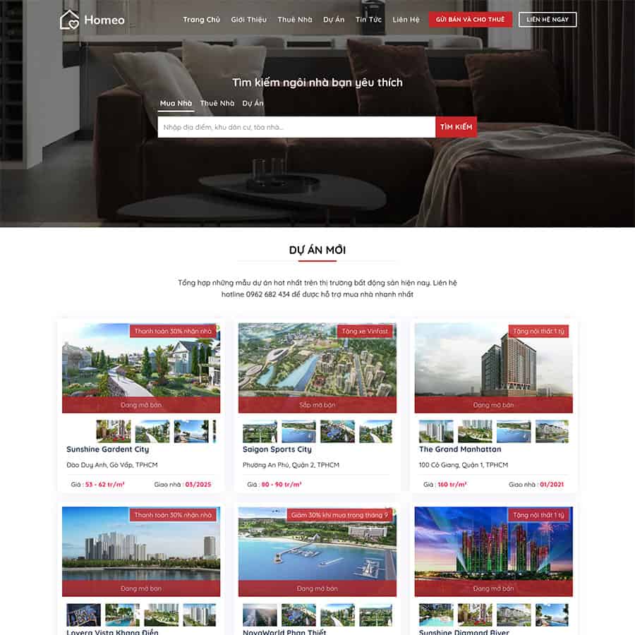 Mẫu Website Bất Động Sản 10 - Cài Đặt Sẵn