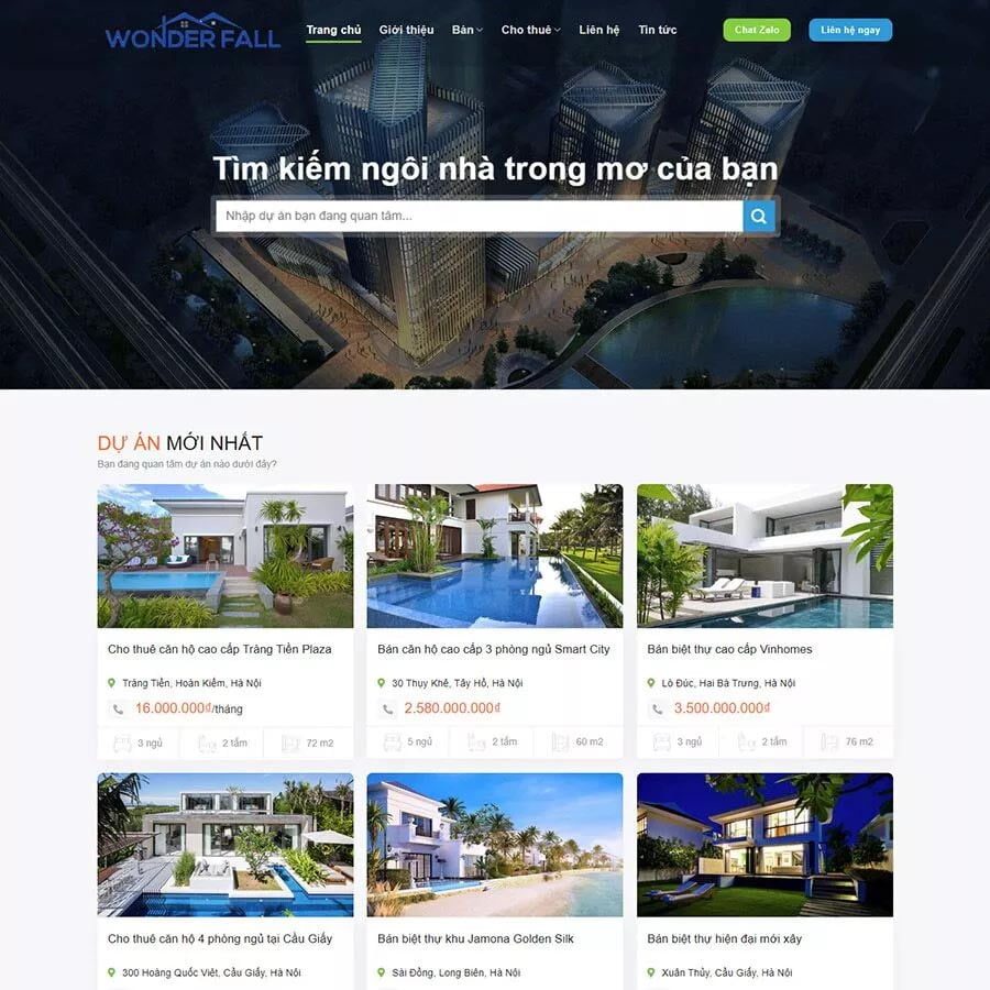 Mẫu Website Bất Động Sản 16 - Cài Đặt Sẵn