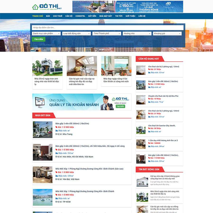 Mẫu Website Bất Động Sản 28 - Cài Đặt Sẵn