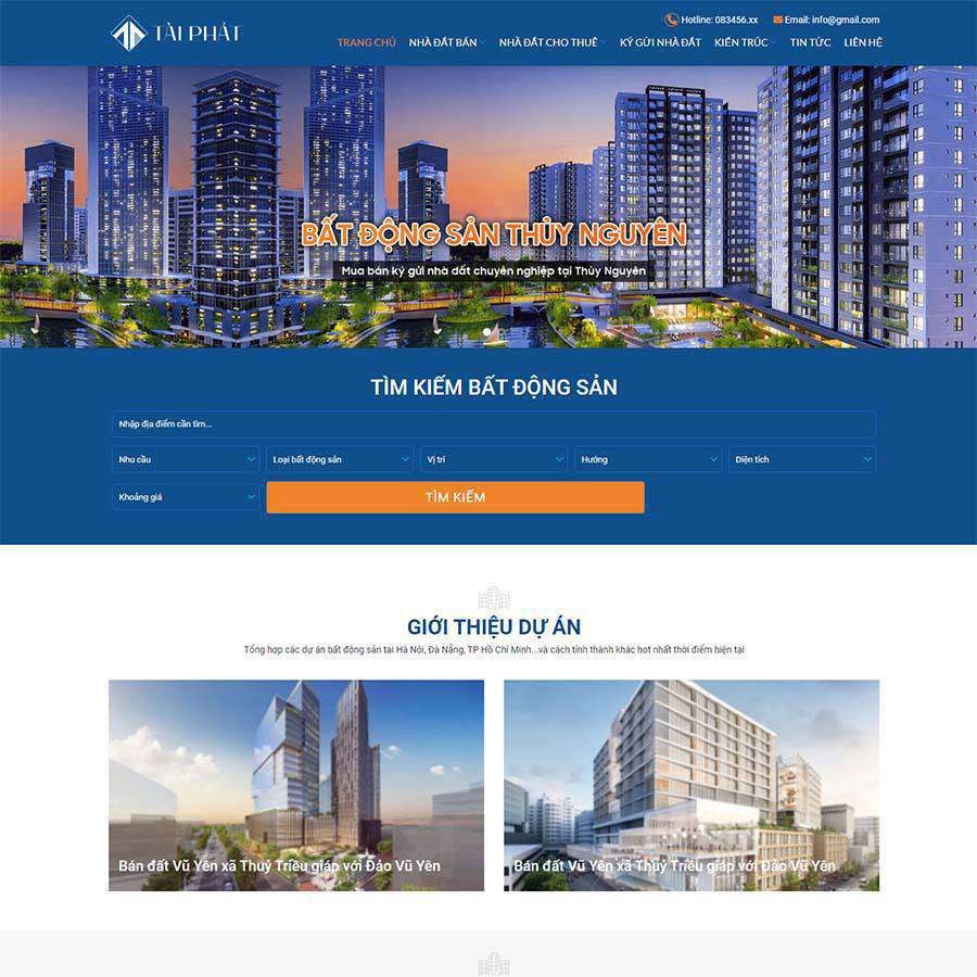 Mẫu Website Bất Động Sản 30 - Mua Bán Nhà Đất - Cài Đặt Sẵn