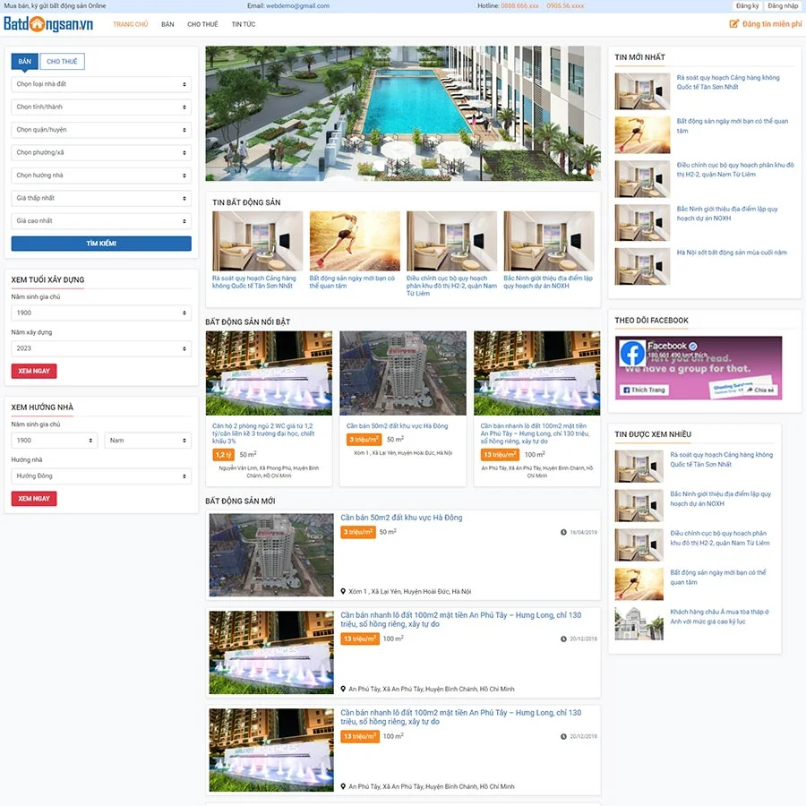 Mẫu Website Bất Động Sản 34 - Cài Đặt Sẵn