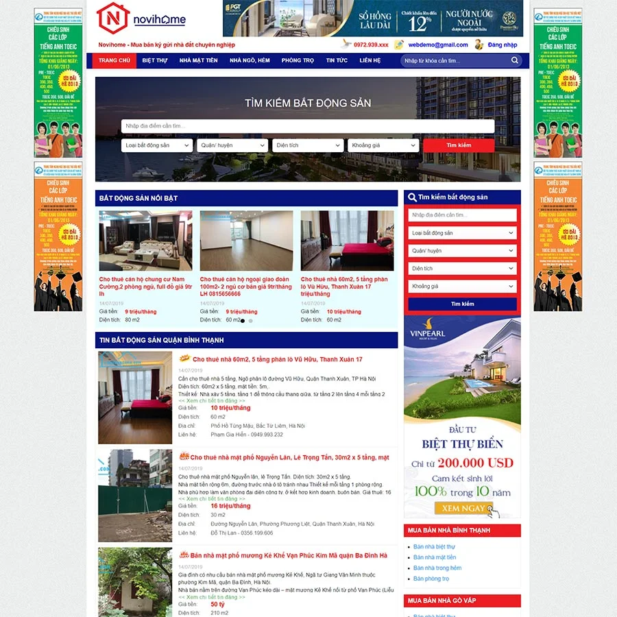 Mẫu Website Bất Động Sản 38 - Cài Đặt Sẵn