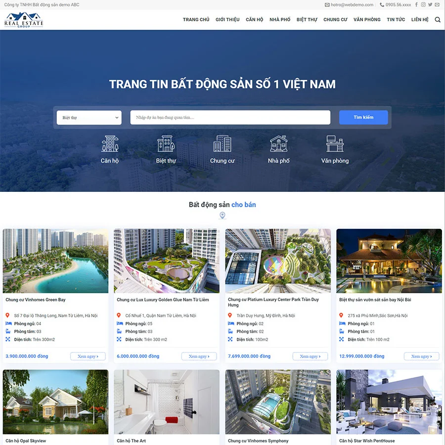 Mẫu Website Bất Động Sản 39 - Cài Đặt Sẵn
