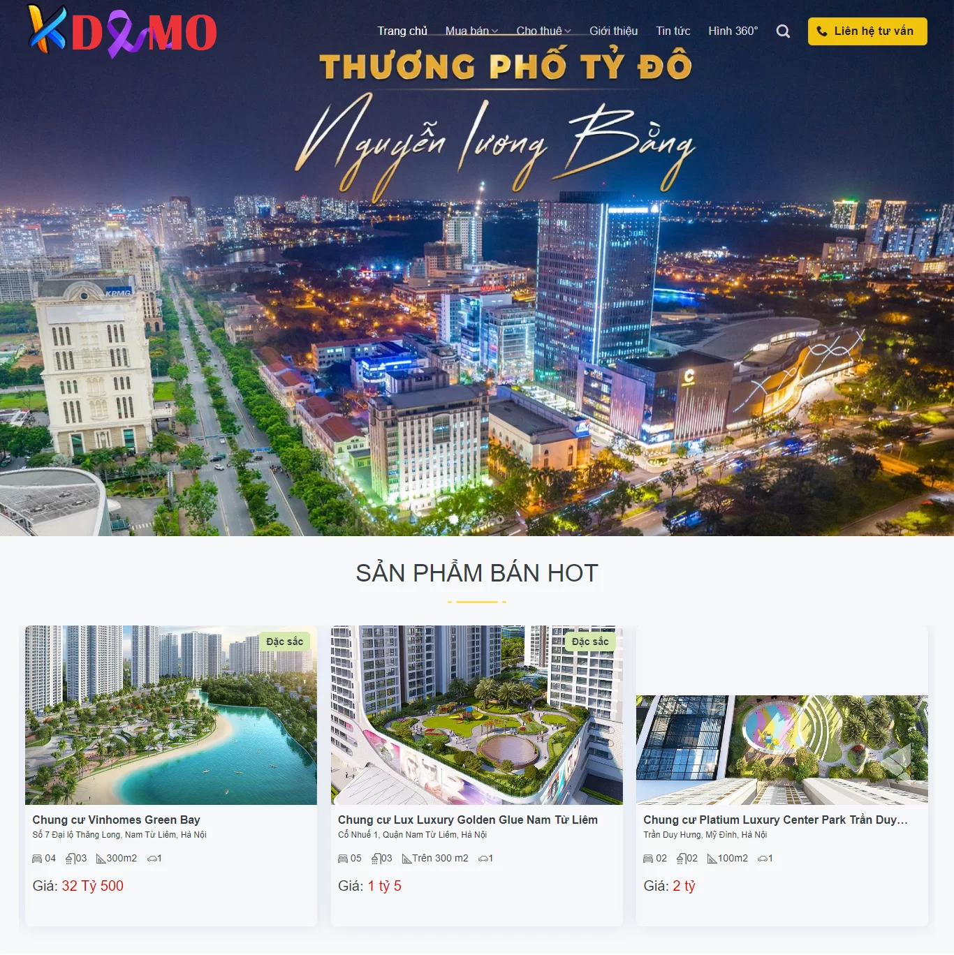 Mẫu Website Bất Động Sản Cao Cấp - Mua Bán Nhà Đất - Cài Đặt Sẵn