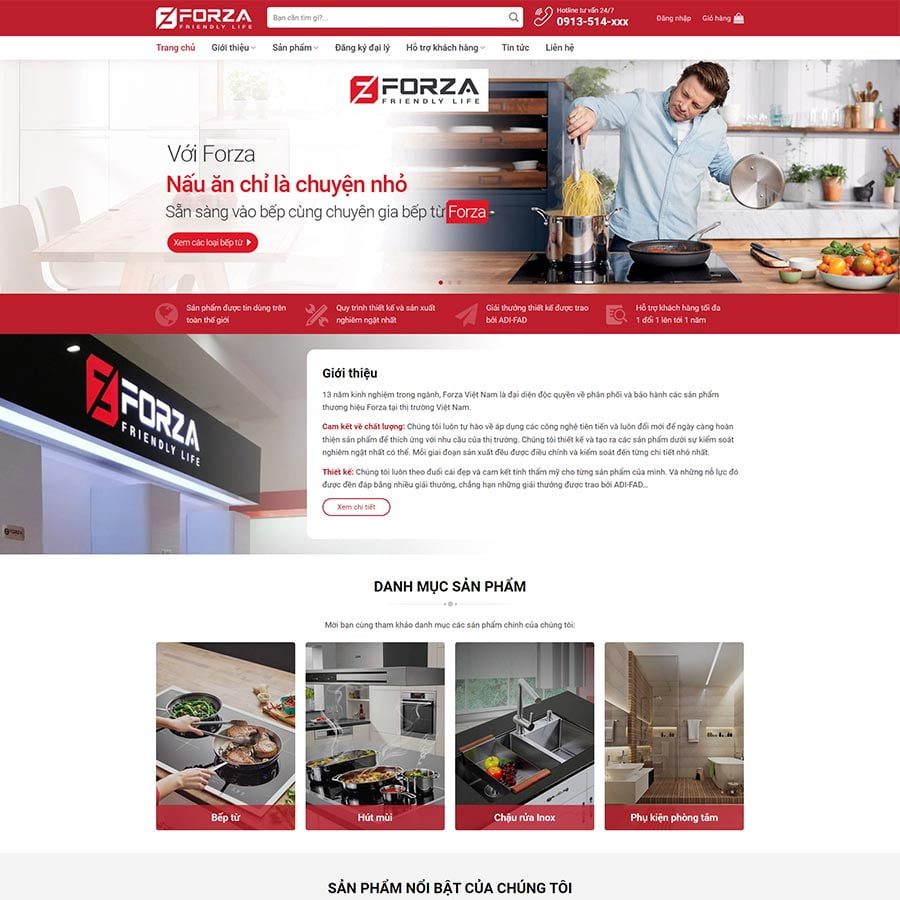 Mẫu Website Bán Bếp Từ Bếp Hồng Ngoại 02 - Shop Online - Cài Đặt Sẵn