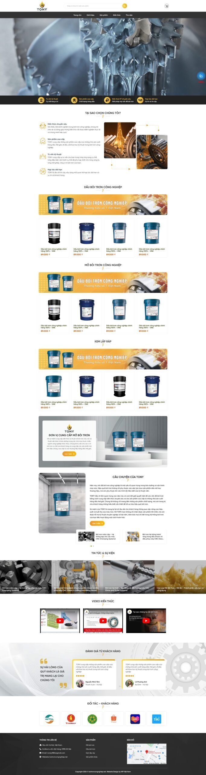 Mẫu Website Bán Dầu Bôi Trơn Công Nghiệp - Shop Online - Cài Đặt Sẵn