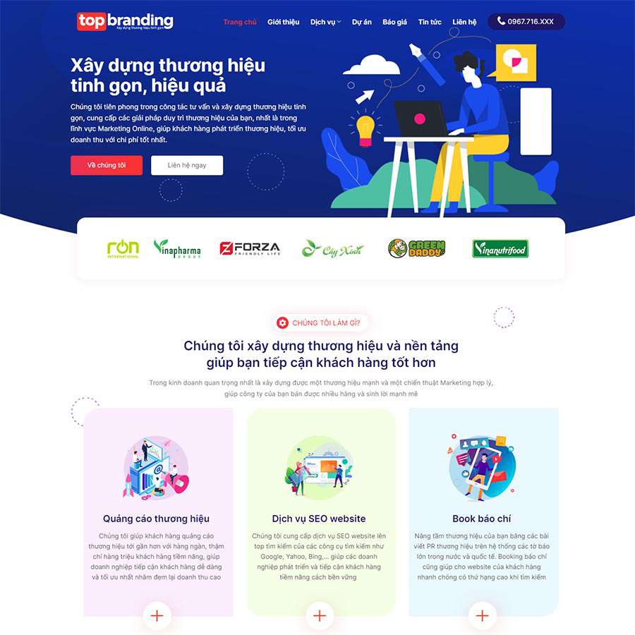 Mẫu Website Agency Marketing Online 02 - Digital Marketing - Cài Đặt Sẵn