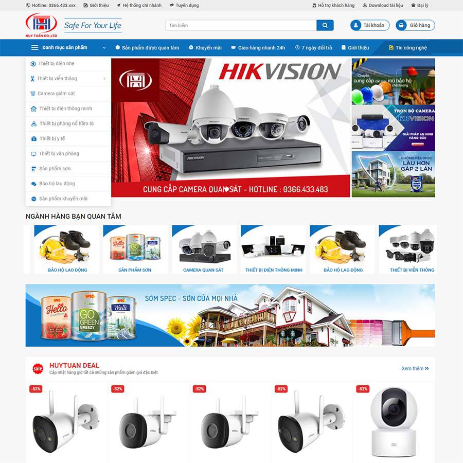Mẫu Website Shop Camera 04 - Thiết Bị An Ninh - Shop Online - Cài Đặt Sẵn