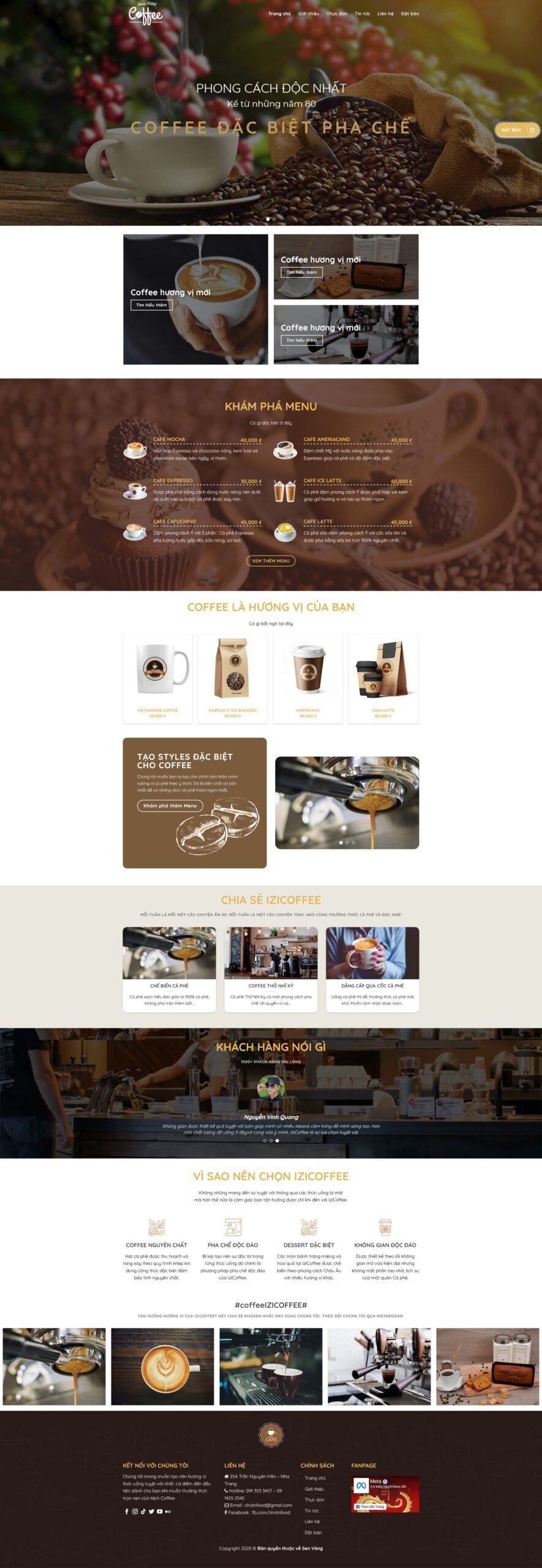 Mẫu Website Bán Nguyên Liệu Cà Phê - Shop Online - Cài Đặt Sẵn