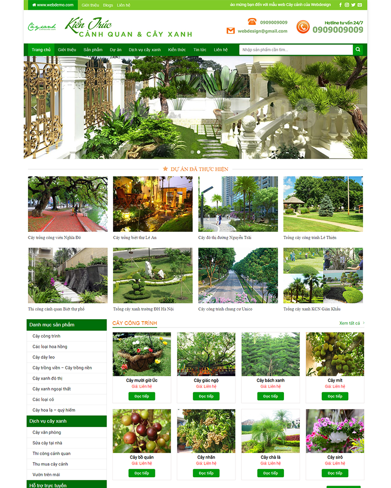 Mẫu Website Bán Cây Cảnh - Shop Online - Cài Đặt Sẵn