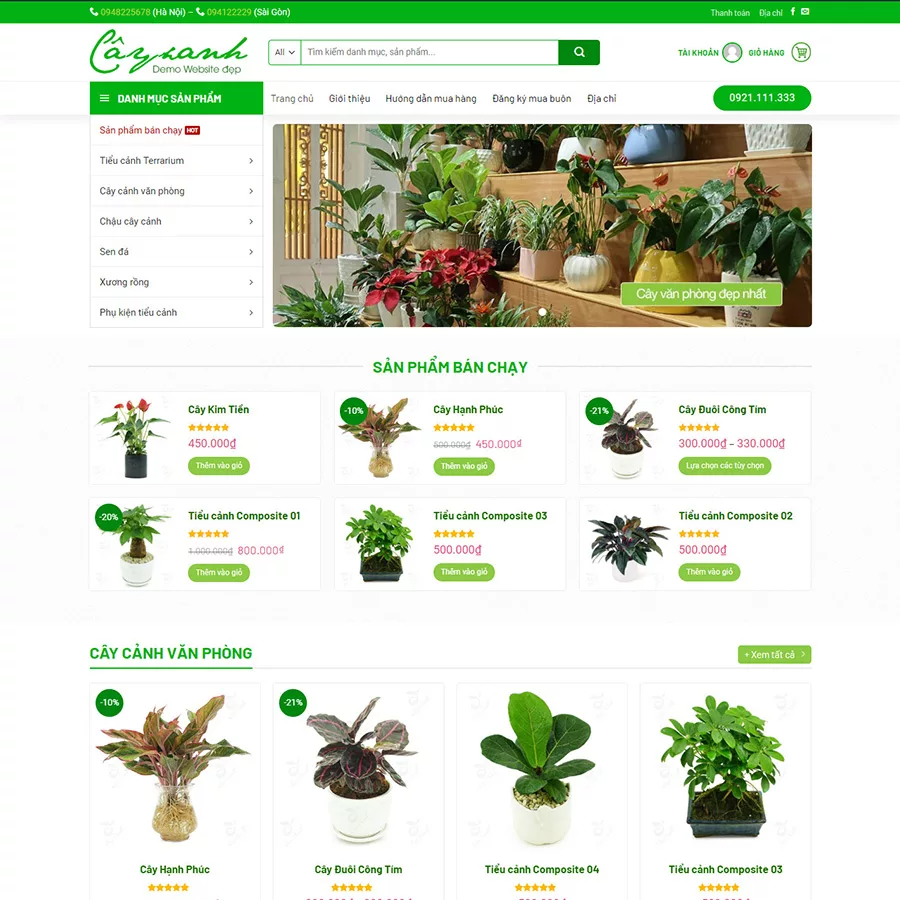 Mẫu Website Bán Cây Cảnh 2 - Shop Online - Cài Đặt Sẵn