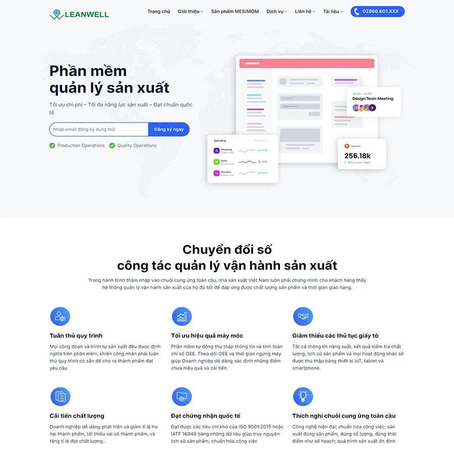 Mẫu Website Giới Thiệu Phần Mềm Quản Lý Sản Xuất - Cài Đặt Sẵn