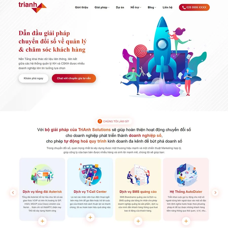 Mẫu Website Dịch Vụ Chuyển Đổi Số Doanh Nghiệp - Giải Pháp Công Nghệ - Cài Đặt Sẵn