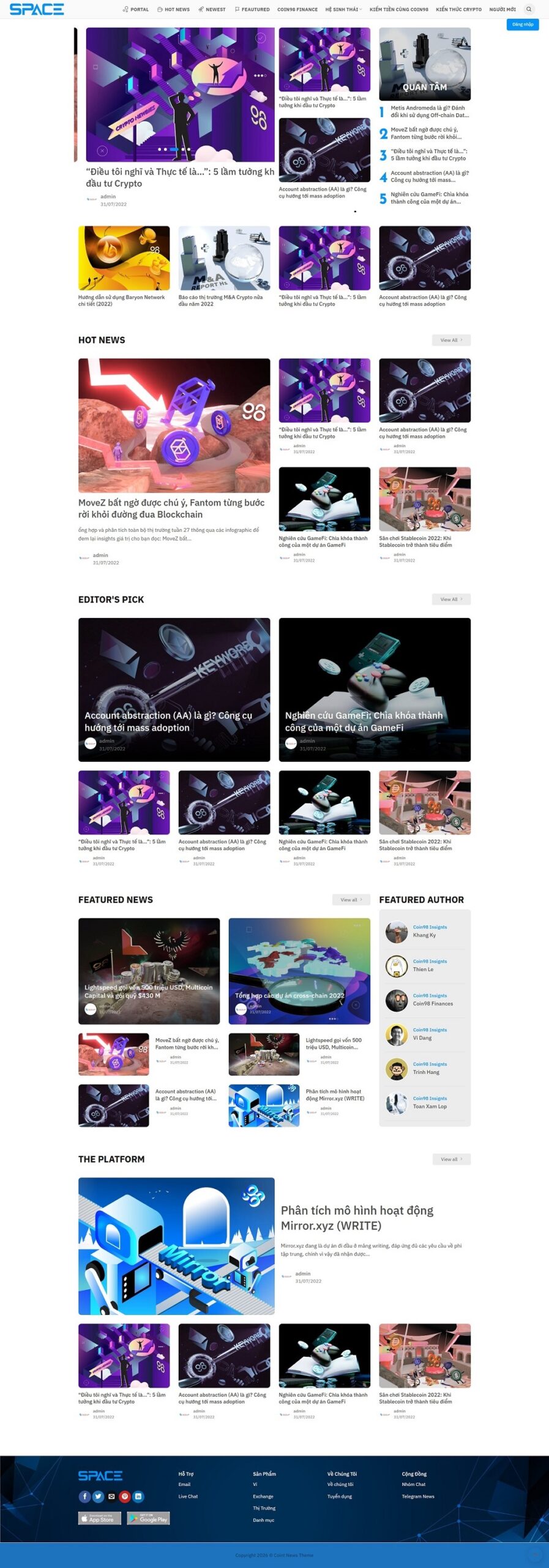 Mẫu Website Tin Tức Bitcoin Crypto - Blog Tài Chính - Cài Đặt Sẵn