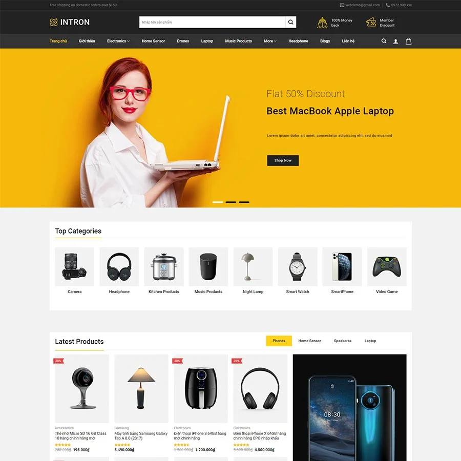 Mẫu Website Bán Đồ Công Nghệ 02 - Thiết Bị Điện Tử - Shop Online - Cài Đặt Sẵn