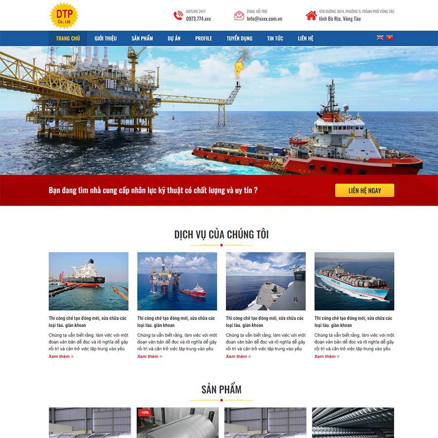Mẫu Website Công Ty Cơ Khí - Gia Công Cơ Khí - Cài Đặt Sẵn