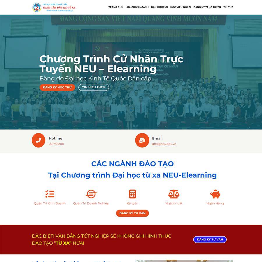 Mẫu Website Đào Tạo Cử Nhân - Giáo Dục - Cài Đặt Sẵn