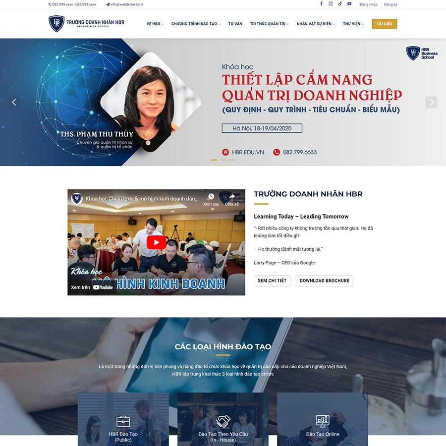 Mẫu Website Đào Tạo Doanh Nhân 02 - Khóa Học Kinh Doanh - Cài Đặt Sẵn