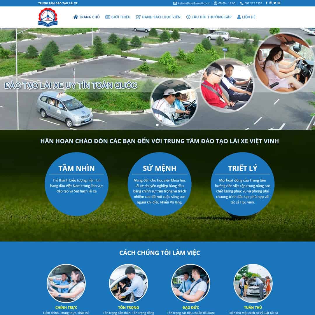 Mẫu Website Trung Tâm Đào Tạo Lái Xe - Cài Đặt Sẵn