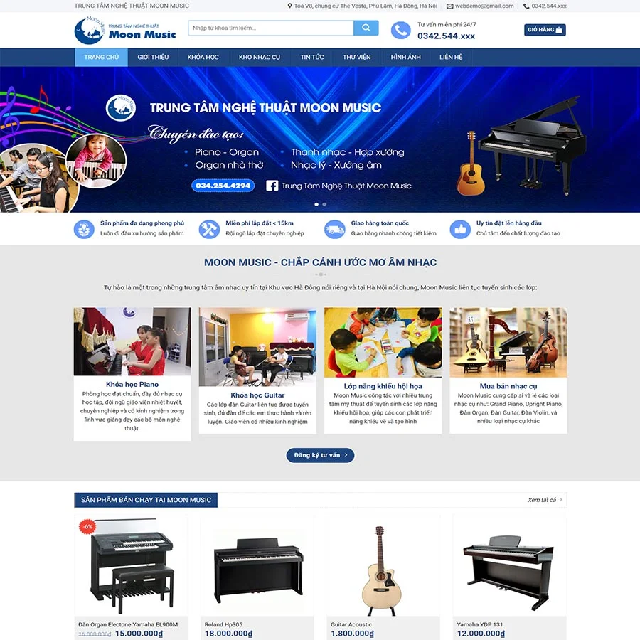 Mẫu Website Trung Tâm Dạy Nhạc - Giáo Dục Âm Nhạc - Cài Đặt Sẵn