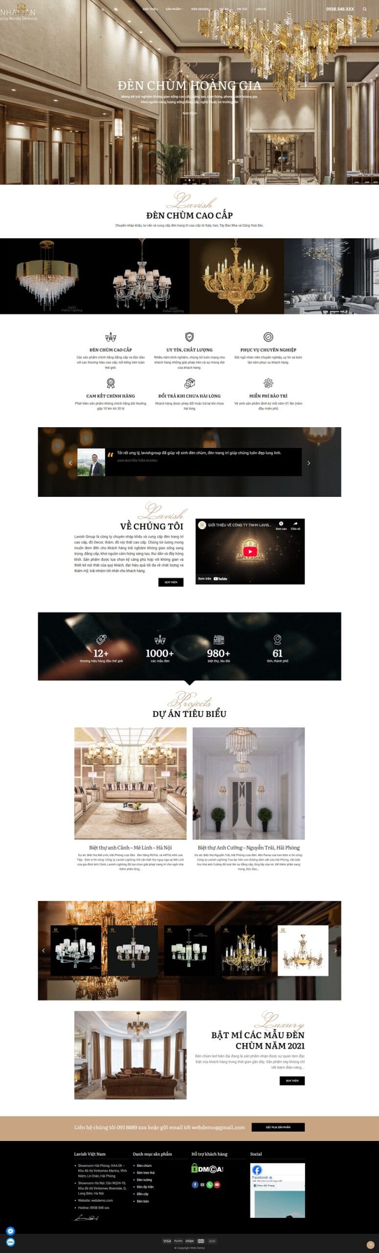 Mẫu Website Bán Đèn Cao Cấp - Đèn Trang Trí - Shop Online - Cài Đặt Sẵn