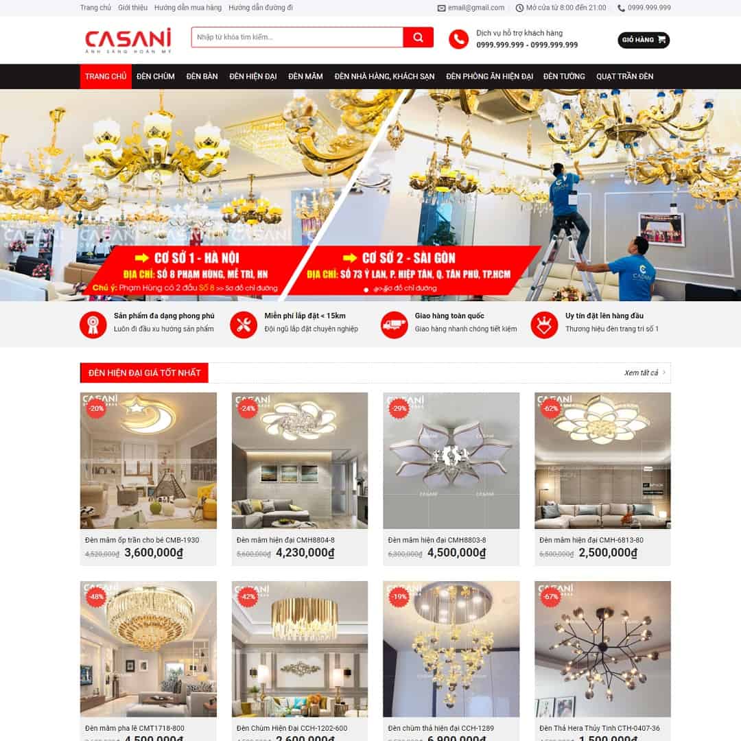 Mẫu Website Bán Đèn LED Đèn Trang Trí - Shop Online - Cài Đặt Sẵn