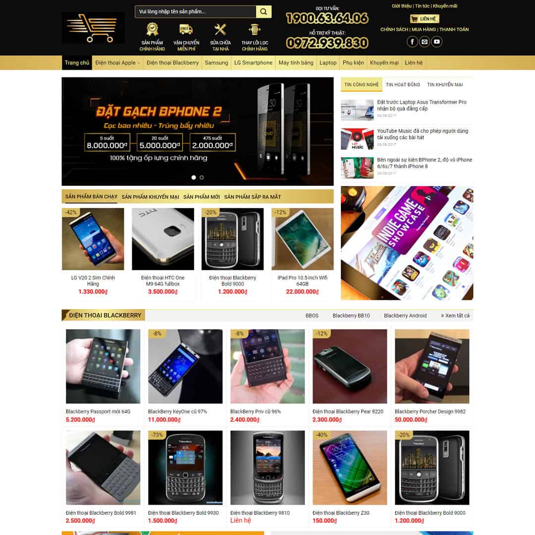 Mẫu Website Điện Máy 01 - Shop Online - Cài Đặt Sẵn