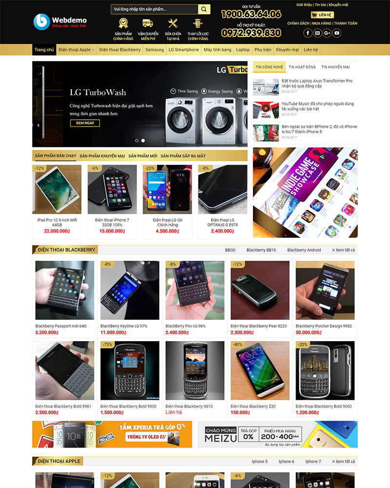 Mẫu Website Bán Đồ Công Nghệ Điện Máy - Shop Online - Cài Đặt Sẵn