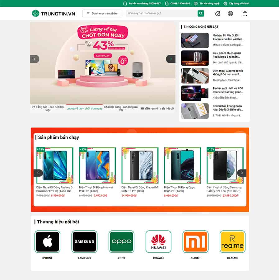 Mẫu Website Điện Máy 05 - Gia Dụng - Shop Online - Cài Đặt Sẵn