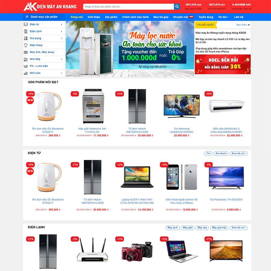 Mẫu Website Điện Máy 07 - Shop Online - Cài Đặt Sẵn