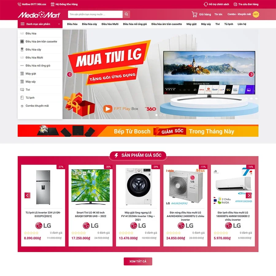 Mẫu Website Điện Máy 08 - Gia Dụng - Shop Online - Cài Đặt Sẵn