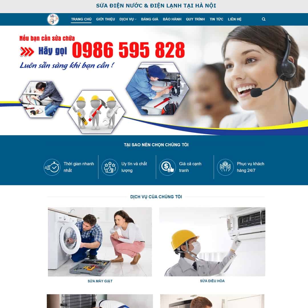 Mẫu Website Sửa Chữa Điện Lạnh 02 - Cài Đặt Sẵn