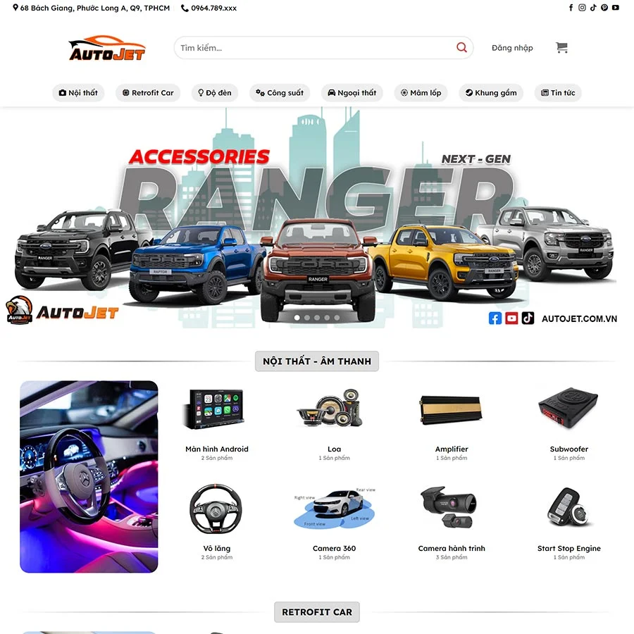 Mẫu Website Đồ Chơi Xe Hơi 03 - Phụ Kiện Ô Tô - Shop Online - Cài Đặt Sẵn