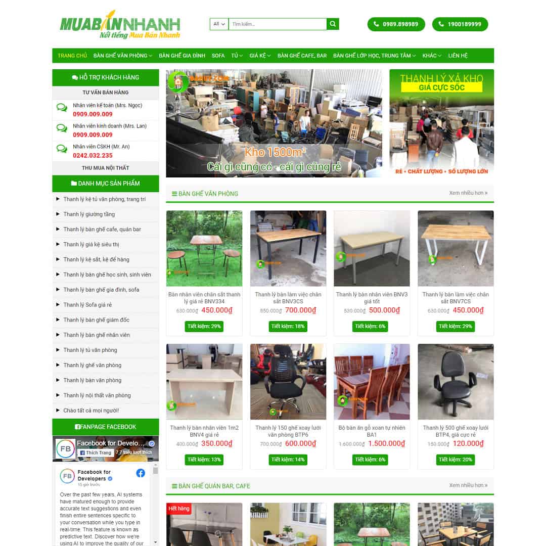 Mẫu Website Bán Nội Thất Đồ Cũ - Shop Online - Cài Đặt Sẵn