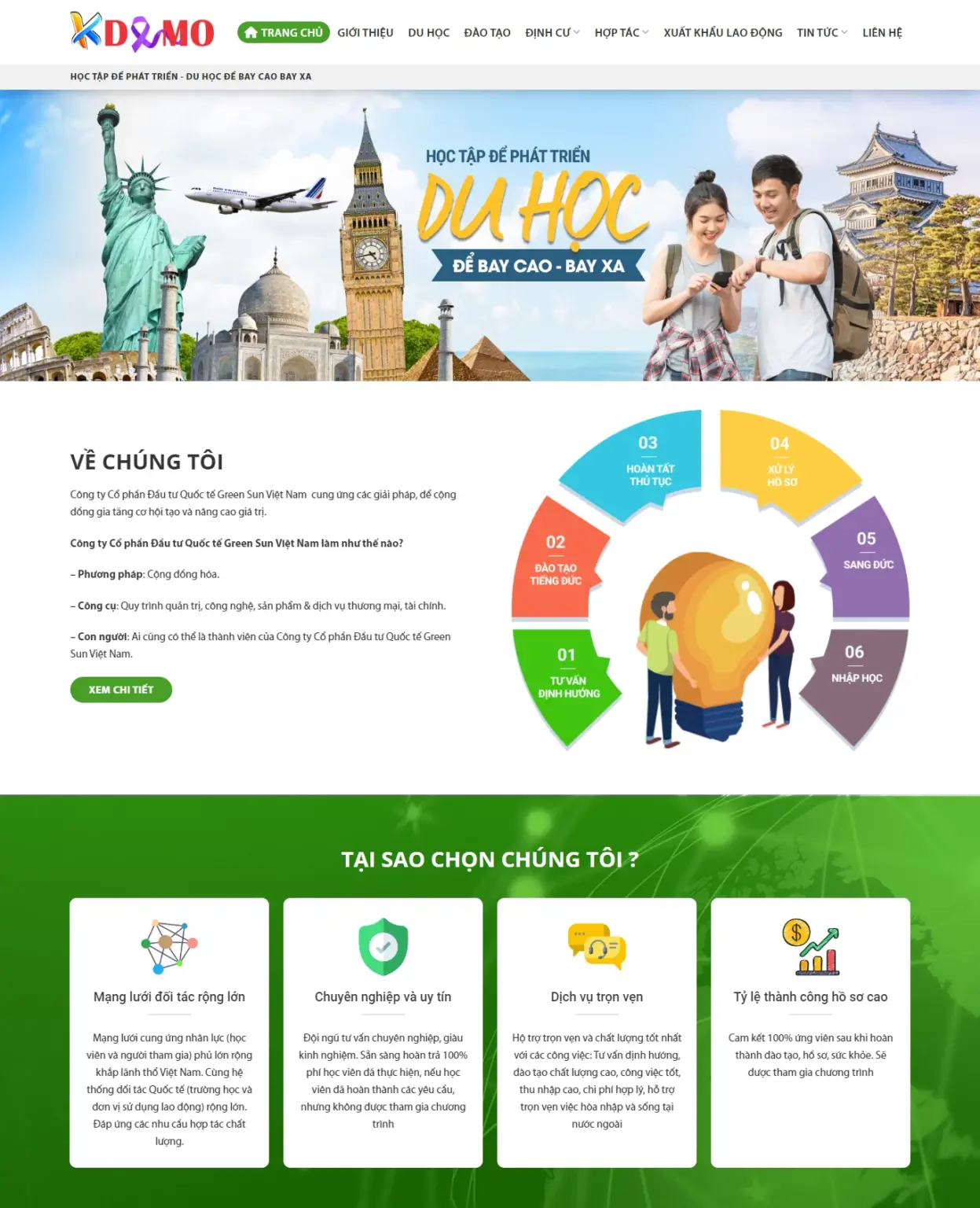 Mẫu Website Tư Vấn Du Học - Cài Đặt Sẵn