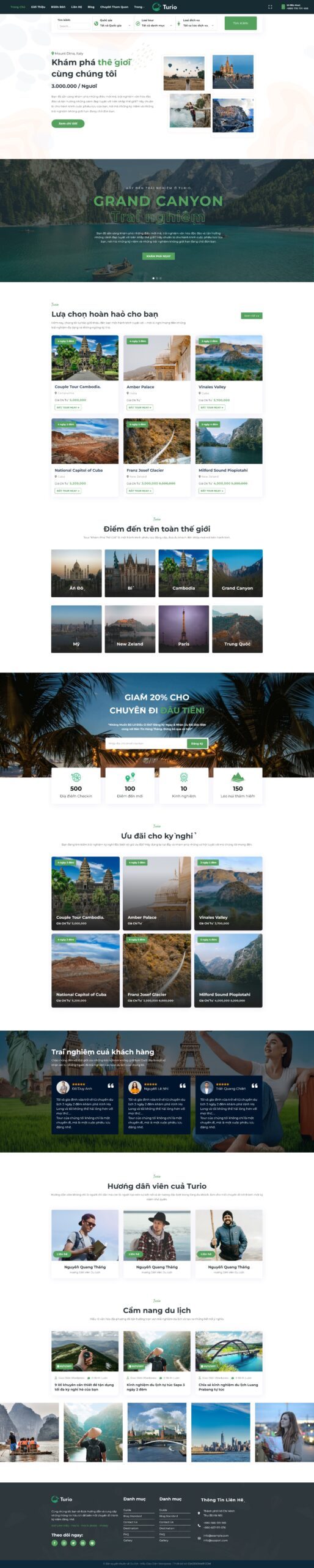 Mẫu Website Dịch Vụ Tour Du Lịch - Cài Đặt Sẵn