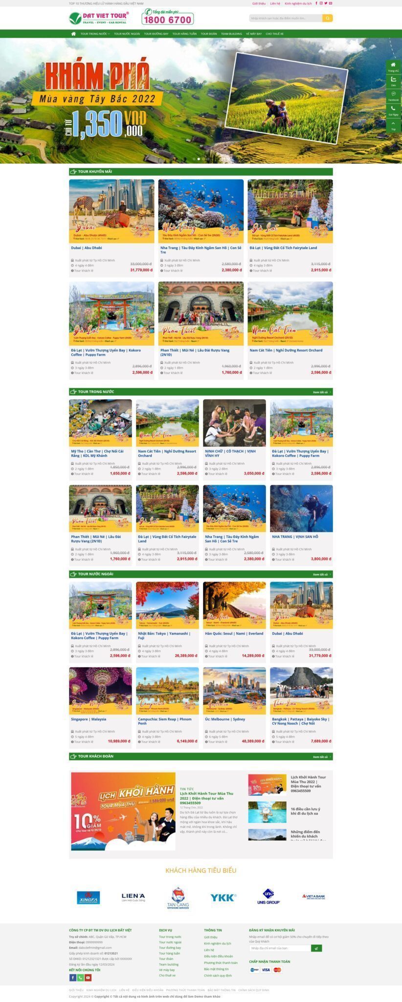 Mẫu Website Dịch Vụ Tour Du Lịch 07 - Cài Đặt Sẵn