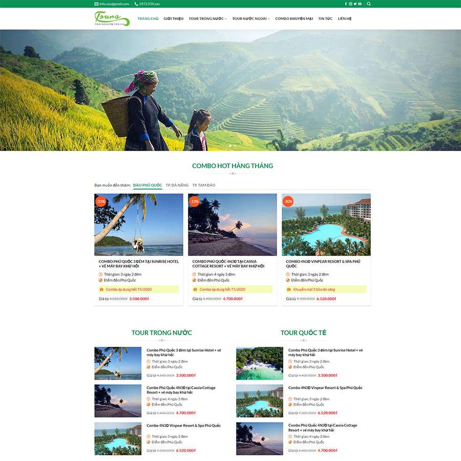 Mẫu Website Du Lịch 12 - Tour Du Lịch - Cài Đặt Sẵn