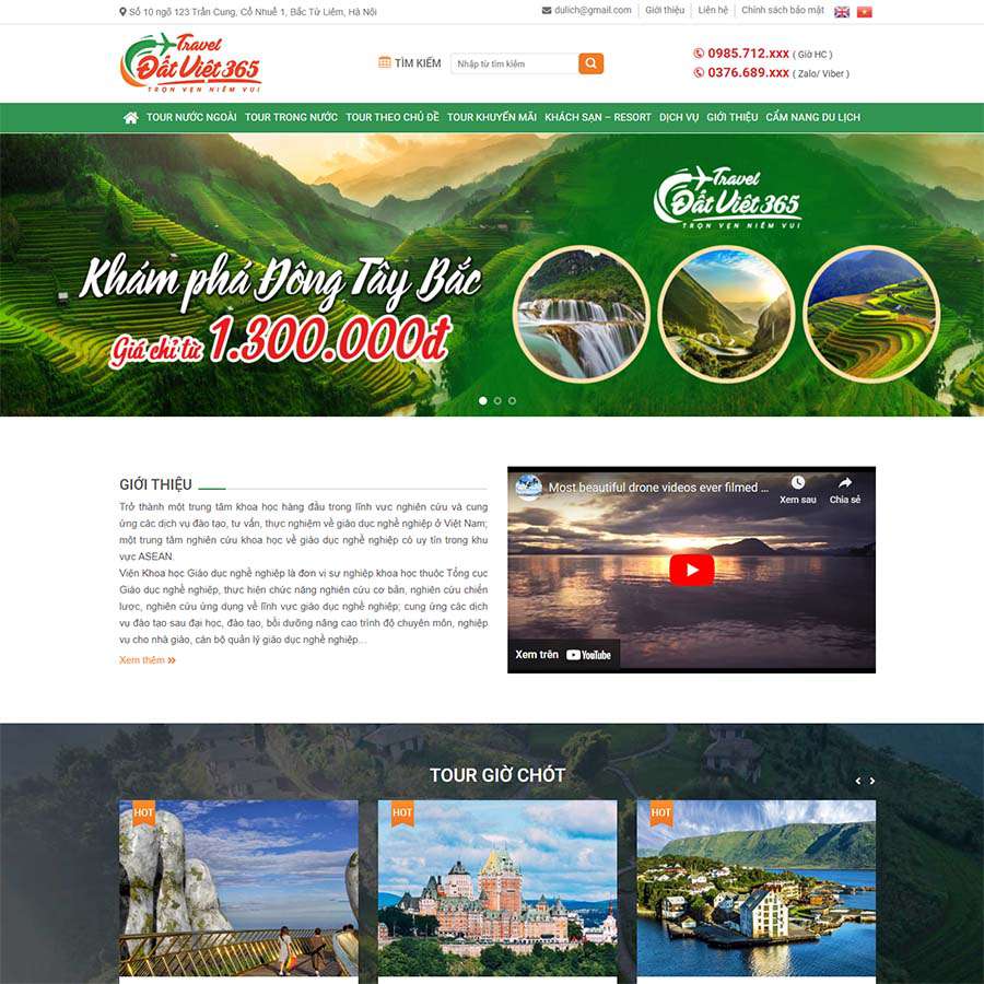 Mẫu Website Du Lịch 13 - Travel - Cài Đặt Sẵn
