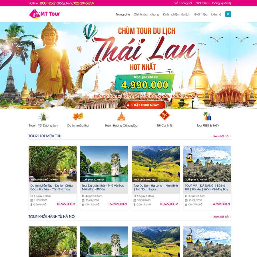Mẫu Website Du Lịch 15 - Travel - Cài Đặt Sẵn