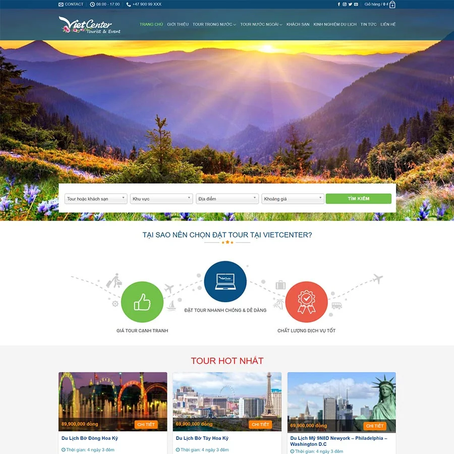 Mẫu Website Du Lịch 17 - Dịch Vụ Du Lịch - Cài Đặt Sẵn