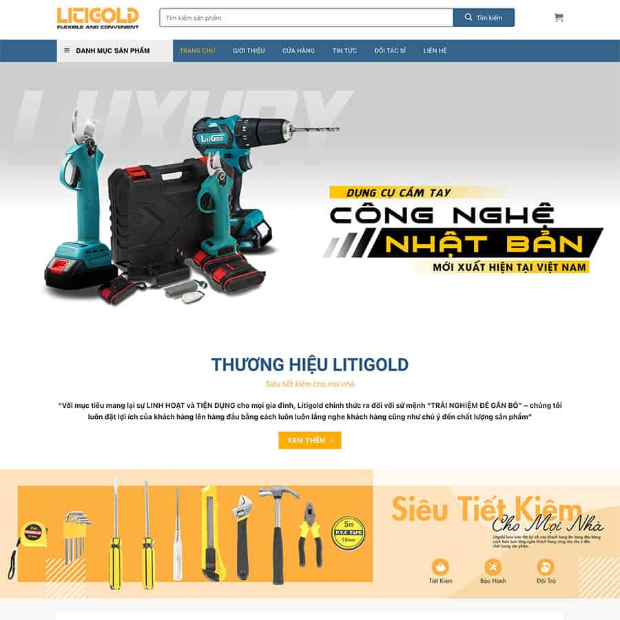 Mẫu Website Bán Dụng Cụ Cơ Khí - Thiết Bị Công Nghiệp - Shop Online - Cài Đặt Sẵn